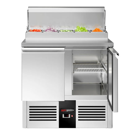 GGM Gastro Commercial Saladette Prep Counter PREMIUM - 900x700mm - 2 Doors - for 5x GN 1/6