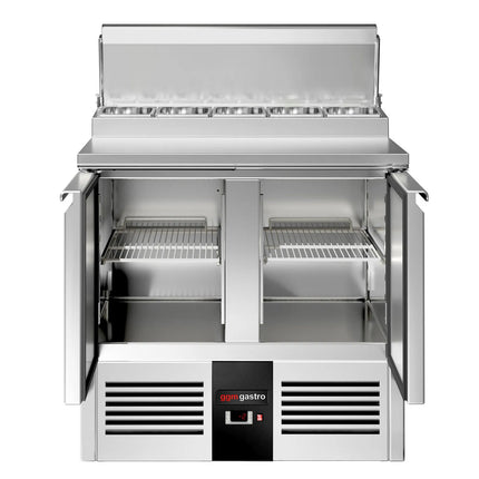 GGM Gastro Commercial Saladette Prep Counter PREMIUM - 900x700mm - 2 Doors - for 5x GN 1/6