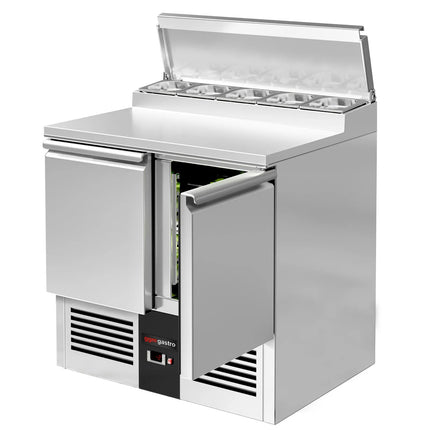 GGM Gastro Commercial Saladette Prep Counter PREMIUM - 900x700mm - 2 Doors - for 5x GN 1/6