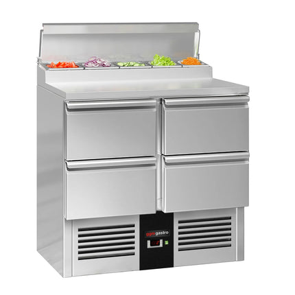 GGM Gastro Commercial Saladette Prep Counter PREMIUM - 900x700mm - 4 Drawers - topper for 5x GN 1/6