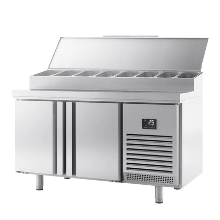GGM Gastro Commercial Saladette Prep Counter - Slimline - 1468x600mm - 2 Doors - topper for 8x GN 1/4