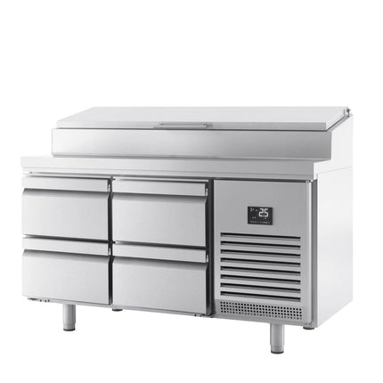 GGM Gastro Commercial Saladette Prep Counter Slimline - 1468x600mm - with 4 Drawers - topper for 8x GN 1/4