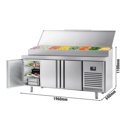 GGM Gastro Commercial Saladette Prep Counter Slimline - 1960x600mm - 3 Doors - for 11x GN 1/4