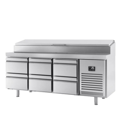GGM Gastro Commercial Saladette Prep Counter Slimline - 1960x600mm - 6 Drawers - topper for 11x GN 1/4