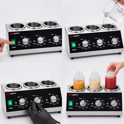 GGM Gastro Commercial Sauce Bottle Warmer - 600W - for 3 squeeze bottles