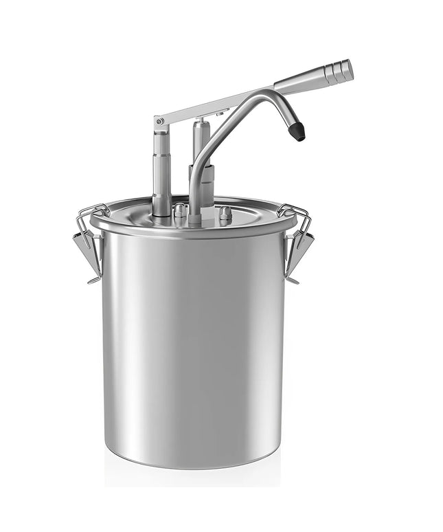 GGM Gastro Commercial Sauce Dispenser with Pump - 10 litres - adjustable dose - 40ml per pump - with container - Stainless steel - 265x440mm