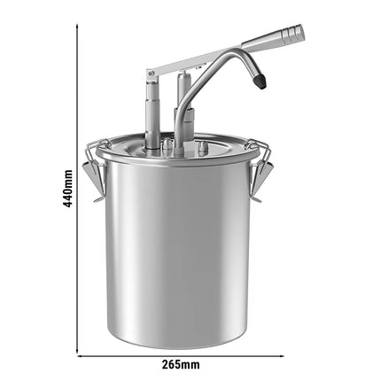 GGM Gastro Commercial Sauce Dispenser with Pump - 10 litres - adjustable dose - 40ml per pump - with container - Stainless steel - 265x440mm