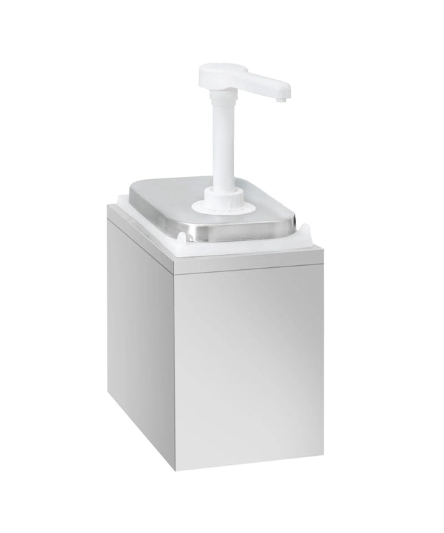 GGM Gastro Commercial Sauce Dispenser with Pump - 2 litres - Stainless steel 18/8 - 135x215x325mm - adjustable dose - with container - incl. stainless steel frame