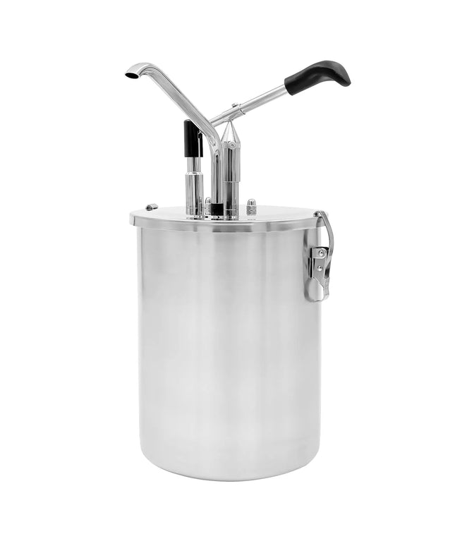 GGM Gastro Commercial Sauce Dispenser with Pump - 8 litres - Stainless steel - 215x430mm - adjustable dose - with container - 25–40g per pump