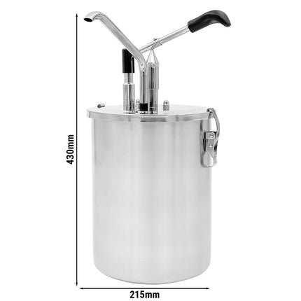 GGM Gastro Commercial Sauce Dispenser with Pump - 8 litres - Stainless steel - 215x430mm - adjustable dose - with container - 25–40g per pump