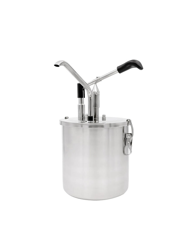 GGM Gastro Commercial Sauce Dispenser with Pump - ECO - 4 litres - Stainless steel - 188x335mm - adjustable dose - with container
