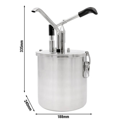 GGM Gastro Commercial Sauce Dispenser with Pump - ECO - 4 litres - Stainless steel - 188x335mm - adjustable dose - with container