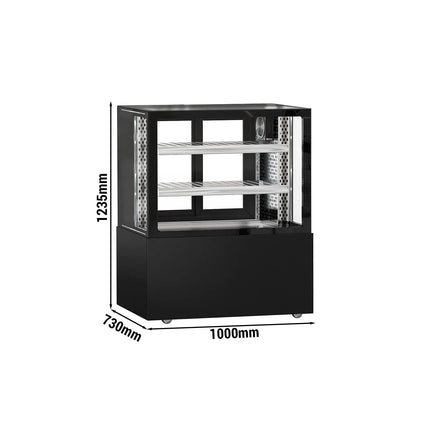GGM Gastro Commercial serve over counter MADRID - 435L - 1000mm - Double glazing - with 2 adjustable shelves - rear sliding doors - Black matt