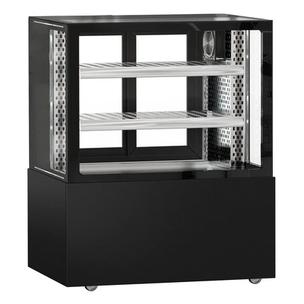 GGM Gastro Commercial serve over counter MADRID - 435L - 1000mm - Double glazing - with 2 adjustable shelves - rear sliding doors - Black matt