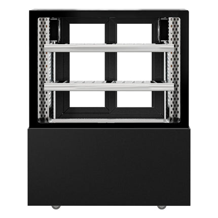 GGM Gastro Commercial serve over counter MADRID - 435L - 1000mm - Double glazing - with 2 adjustable shelves - rear sliding doors - Black matt