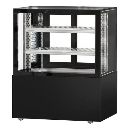 GGM Gastro Commercial serve over counter MADRID - 435L - 1000mm - Double glazing - with 2 adjustable shelves - rear sliding doors - Black matt