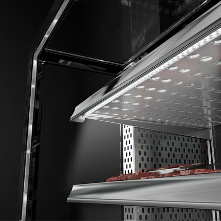 GGM Gastro Commercial serve over counter MADRID - 435L - 1000mm - Double glazing - with 2 adjustable shelves - rear sliding doors - Black matt