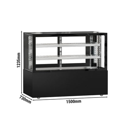GGM Gastro Commercial serve over counter MADRID - 525L - 1500mm - Double glazing - with 2 adjustable shelves - rear sliding doors - Black matt
