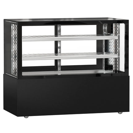 GGM Gastro Commercial serve over counter MADRID - 525L - 1500mm - Double glazing - with 2 adjustable shelves - rear sliding doors - Black matt
