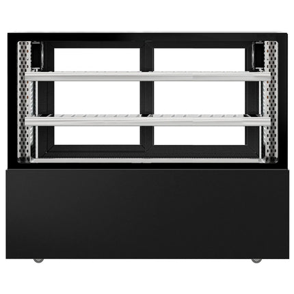 GGM Gastro Commercial serve over counter MADRID - 525L - 1500mm - Double glazing - with 2 adjustable shelves - rear sliding doors - Black matt
