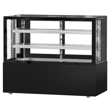 GGM Gastro Commercial serve over counter MADRID - 525L - 1500mm - Double glazing - with 2 adjustable shelves - rear sliding doors - Black matt