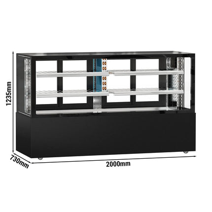 GGM Gastro Commercial serve over counter MADRID - 735L - 2000mm - Double glazing - with 2 adjustable shelves - rear sliding doors - Black matt