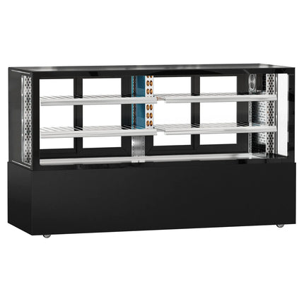 GGM Gastro Commercial serve over counter MADRID - 735L - 2000mm - Double glazing - with 2 adjustable shelves - rear sliding doors - Black matt