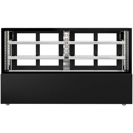 GGM Gastro Commercial serve over counter MADRID - 735L - 2000mm - Double glazing - with 2 adjustable shelves - rear sliding doors - Black matt