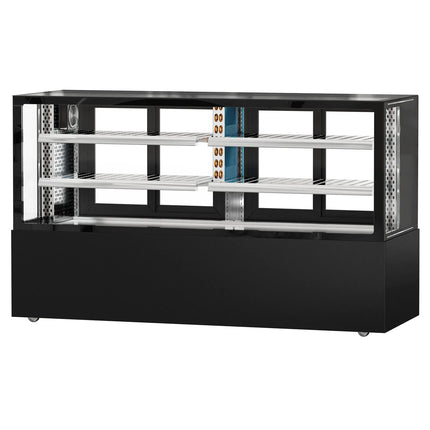 GGM Gastro Commercial serve over counter MADRID - 735L - 2000mm - Double glazing - with 2 adjustable shelves - rear sliding doors - Black matt
