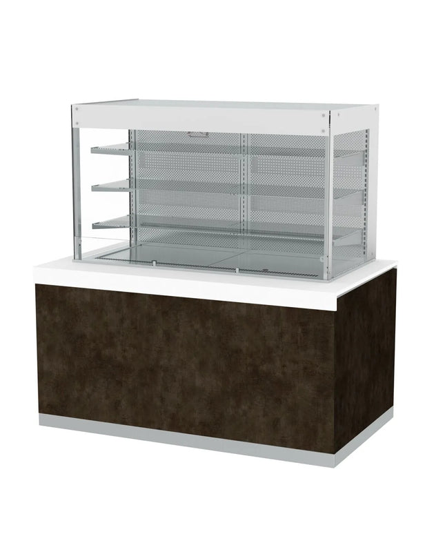 GGM Gastro Commercial serve over counter PRAG - 1400mm - Double glazing - square - with 3 shelves - incl. night curtain
