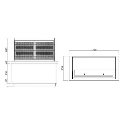 GGM Gastro Commercial serve over counter PRAG - 1700mm - with 4 shelves - incl. night curtain