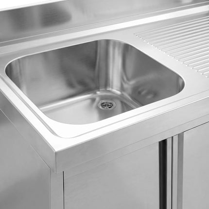 GGM Gastro Commercial Sink Cabinet - 1200x600mm - with 1 bowl left-hand - 3 drawers