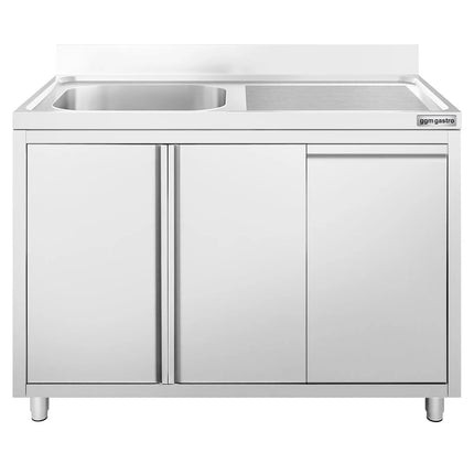 GGM Gastro Commercial Sink Cabinet - 1200x600mm - with waste bin & 1 bowl left-hand