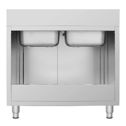 GGM Gastro Commercial Sink Cabinet ECO - 1000x600mm - with 2 bowls centre