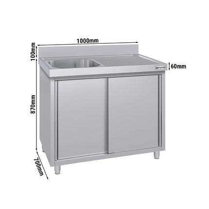GGM Gastro Commercial Sink Cabinet ECO - 1000x700mm - with 1 bowl left-hand