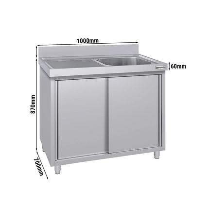 GGM Gastro Commercial Sink Cabinet ECO - 1000x700mm - with 1 bowl right-hand