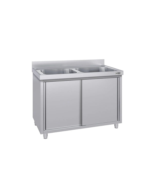 GGM Gastro Commercial Sink Cabinet ECO - 1000x700mm - with 2 bowls centre