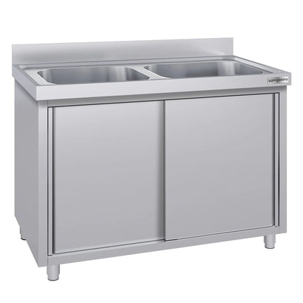 GGM Gastro Commercial Sink Cabinet ECO - 1000x700mm - with 2 bowls centre