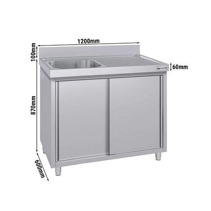 GGM Gastro Commercial Sink Cabinet ECO - 1200x600mm - with 1 bowl left-hand