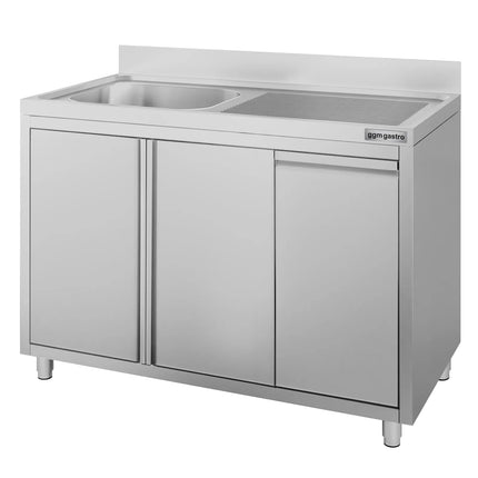 GGM Gastro Commercial Sink Cabinet ECO - 1200x600mm - with waste bin & 1 bowl left-hand