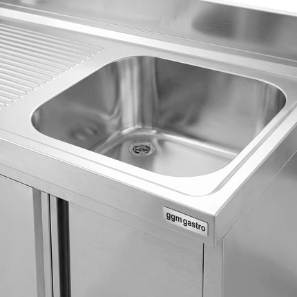 GGM Gastro Commercial Sink Cabinet ECO - 1200x700mm - 1 bowl right-hand - 3 drawers