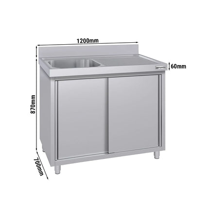 GGM Gastro Commercial Sink Cabinet ECO - 1200x700mm - with 1 bowl left-hand