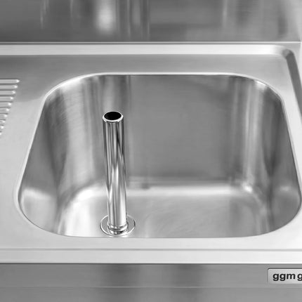 GGM Gastro Commercial Sink Cabinet ECO - 1200x700mm - with 1 bowl right-hand - 3 drawers