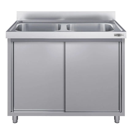 GGM Gastro Commercial Sink Cabinet ECO - 1200x700mm - with 2 bowls centre