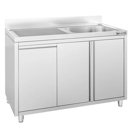 GGM Gastro Commercial Sink Cabinet ECO - 1200x700mm - with waste bin & 1 bowl right-hand