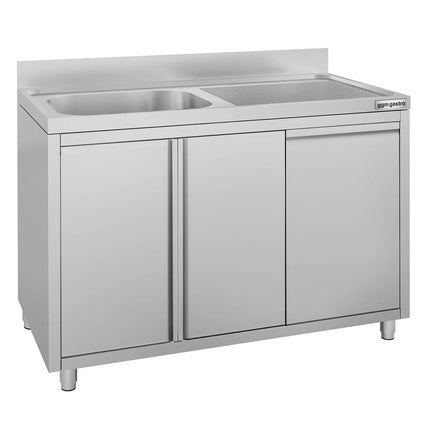 GGM Gastro Commercial Sink Cabinet ECO - 1200x700mm - with waste bin & 1 bowl left-hand