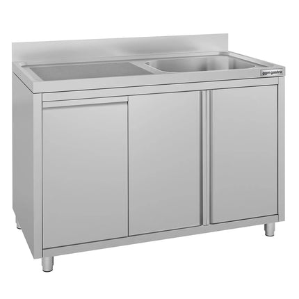 GGM Gastro Commercial Sink Cabinet ECO - 1200x700mm - with waste bin & 1 bowl right-hand