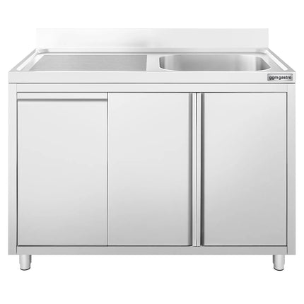 GGM Gastro Commercial Sink Cabinet ECO - 1200x700mm - with waste bin & 1 bowl right-hand