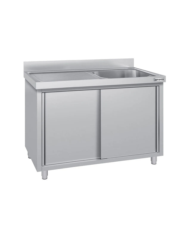 GGM Gastro Commercial Sink Cabinet ECO - 1400x600mm - with 2 bowls centre