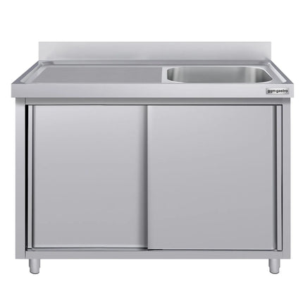 GGM Gastro Commercial Sink Cabinet ECO - 1400x600mm - with 2 bowls centre